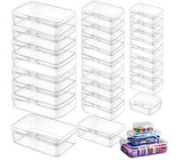 LJY 28 Pcs Boîte Rangement Plastique Transparente Blanc avec Couvercle, 3 Tailles pour Perles, Diamond Painting et Bijoux, Mini Boîte DIY Personnalisable pour Accessoires