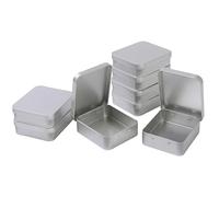 LJY 8 Pcs Boîte Métal Rectangulaire Argentée avec Couvercle à Charnière 9,3 x 8,3 x 2,5 cm, Petite Boîte de Rangement en Fer Vide, Mini Boîte pour DIY et Organisation de Composants