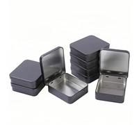 LJY 8 Pcs Boîte Métal Rectangulaire Noire avec Couvercle à Charnière 9,3 x 8,3 x 2,5 cm, Petite Boîte de Rangement en Fer Vide, Mini Boîte pour DIY et Organisation de Composants