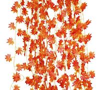 LJY Lot de 12 guirlandes - Feuilles d'érables rouge - Pour décoration de jardin ou murale - Noël