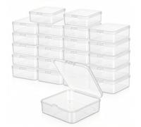 LJY Lot de 23 mini boîtes de rangement carrées en plastique transparent avec couvercles pour petits articles et autres projets d'artisanat (7,4 x 7,4 x 2,5 cm, transparent)