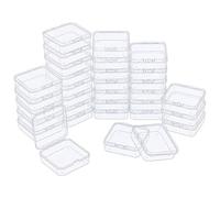 LJY Lot de 32 mini boîtes de rangement carrées en plastique transparent avec couvercles pour petits articles et autres projets d'artisanat (6,3 x 6,3 x 2 cm, transparent)