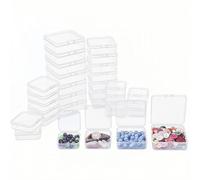 LJY Lot de 32 mini boîtes de rangement carrées vides en plastique transparent avec couvercles pour petits articles et autres projets d'artisanat