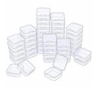 LJY Lot de 48 mini boîtes de rangement carrées en plastique transparent avec couvercles pour petits articles et autres projets d'artisanat (53 x 53 x 20 mm, transparent)