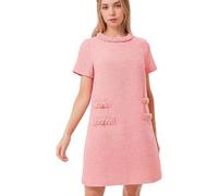 LJYAUTO Mini robe vintage à col rond et manches courtes en tweed pour femme style années 60, rose, XL