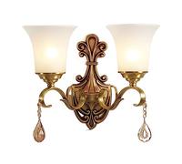 LJYKBFL Applique Murale en Laiton Finition cuivre brossé, Style Classique européen Traditionnel avec Abat-Jour en Verre, idéale pour Un Couloir, Un Salon ou Une pièce extérieure.