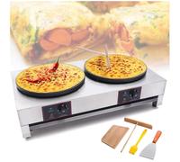 LJYKBFL Crêpière électrique Professionnelle 40 cm, plaques antiadhésives, température réglable, en Acier Inoxydable, avec Outil applicateur Inclus, DE-2