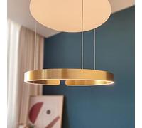 LJYKBFL Lustre LED Moderne, Suspension géométrique Minimaliste pour Table à Manger, Lampe Suspendue pour Bureau, Restaurant, Showroom, plafonnier Artistique en Forme de CR (doré, L40cm)