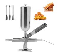 LJYKBFL Machine Manuelle de Remplissage de Beignets, Appareil à Churros en Acier Inoxydable de 5 L avec 4 Buses de Remplissage Anti-Gouttes, Facile à Nettoyer pour Les boulangeries et Les cafés