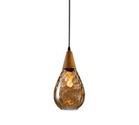 LJYKBFL Suspension en Verre ambré, Applique Murale en Forme de Goutte d'eau, plafonnier en Verre martelé, Petit Lustre pour Salle à Manger et îlot Central, Douille E27, diamètre 16 cm