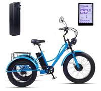LJYKBFL Tricycle électrique pour Adulte à 7 Vitesses, pneus Larges de 24 Pouces, avec Batterie 48 V 15 Ah et Grand Panier, autonomie de 65 km, écran LCD et Phare Avant, pour Seniors