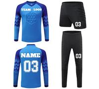 LJYTMZ Personnalisez Le Maillot De Gardien But pour Les Enfants, Maillots Personnalisés Hommes avec Numéro Et Nom Léquipe, But, Bleu, Fait sur moisure