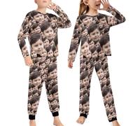 LJYTMZ Pyjama Enfant Personnalisé, Pantalon de Pyjama personnalisé, Bas de Pyjama pour personnalisé avec Photo de Visage, Pyjama Familial Amusant pour Filles, garçons, Enfants et Adolescents