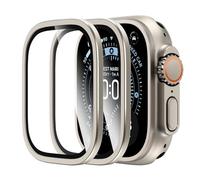 LϟK 2 Pièces Protection Écran pour Apple Watch Ultra 3/2/1 49mm - Verre trempé 9H + Cadre en alliage de titane [Reste original+ Sans bulles] Film en verre HD pour iWatch Ultra 49mm