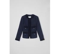 LK Bennett LK Bennett Black Charlie Navy Tweed Cotton Trim Jacket