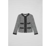 LK Bennett LK Bennett Black Charlie Petite Treetop & Birch Cotton Blend Tweed And Trim Jacket