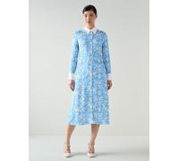 LK Bennett LK Bennett Blue Kate Meadow Print Viscose Shirt Dress With Self Fabric Belt Blue 36