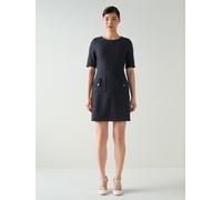LK Bennett LK Bennett Blue Skyla Midnight Plain Polyester Jersey A-Line Shift Dress With Sleeve Blue 16