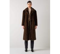 LK Bennett LK Bennett Brown Leila Multi Leopard Faux Fur Double Breasted Coat
