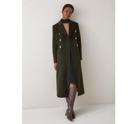 LK Bennett LK Bennett Green Petite Natalia Plain Wool Fitted Double Breasted Coat