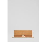 LK Bennett LK Bennett Natural Aria Nappa Leather Curve Flap Wide Clutch Bag