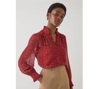 LK Bennett LK Bennett Red Suzette Multi Feather Print Blouse