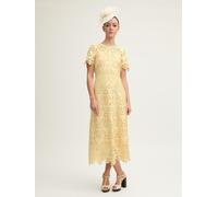 LK Bennett LK Bennett Yellow Georgia Italian Straw Lace Midi Dress Yellow 14