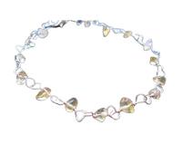 LK_STACK_02101 Bracelet en citrine de 6 à 8 mm en forme de pépins et perles lisses de 18 cm avec fermoir plaqué argent pour homme et femme