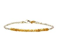 LK_STACK_02136 Bracelet en citrine de 3 mm avec perles à facettes et fermoir réglable plaqué argent de 18 cm pour homme et femme