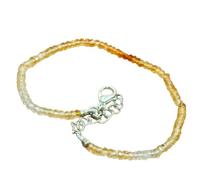 LK_STACK_02142 Bracelet en citrine de 3 mm avec perles facettées et fermoir réglable plaqué argent de 18 cm pour homme et femme