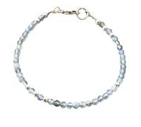 LK_STACK_04177 Bracelet réglable en perles de labradorite à facettes de 3 mm avec fermoir argenté réglable pour homme et femme