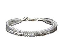 LK_STACK_04181 Bracelet labradorite de 3 mm avec perles rondes à facettes et fermoir plaqué argent de 18 cm pour homme et femme