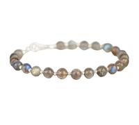 LK_STACK_04201 Bracelet de perles labradorite rondes de 6 mm avec fermoir argenté réglable de 17,8 cm pour homme et femme