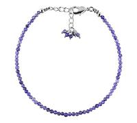 LK_STACK_06365 Bracelet tanzanite avec perles rondes à facettes et fermoir réglable plaqué argent de 18 cm pour homme et femme