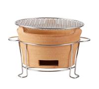 LKAMCBZMF Camping Maison avec thé café poêle à Charbon d'arg Lot de 3 : poêle à Barbecue en Argile, Plaque de Cuisson, Support, Plusieurs Tailles(28cm/11in)