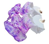 LKAMCBZMF Éventails en Soie pour la Danse Orientale, Éventail de Danse Orientale Fait Main, Multicolore, Plusieurs Tailles, 2 pièces(Color 15,180-90cm)