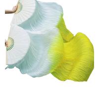 LKAMCBZMF Éventails en Soie pour la Danse Orientale, Voile éventail en Soie for Danse du Ventre, Lot de 2, Multicolore, Plusieurs Tailles(Giallo,150cm-90cm)