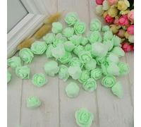 LKAMCBZMF La rose simule la fleur, 50 pièces en mousse fausse fleur roses tête artificielle fleurs pas cher mariage décoration pour Scrapbooking Box Diy Wreath Multi(9 Light Green)