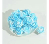 LKAMCBZMF La rose simule la fleur, 50pcs 3cm Mini mousse artificielle Rose Flower Head Scrapbooking DIY Wedding Home Decor Flower Wall Accessories Fake Flowers(Bleu)