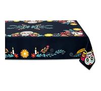 LKAMCBZMF Table d'halloween, Nappe imperméable Motif crâne de Muertos, décoration d'halloween, Bleu, Plusieurs Tailles(140x200cm)