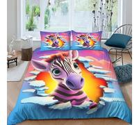 LKBASOEGD Imprimé 3D Zèbre Ensemble De Literie avec Microfibre Super Douce Et Respirante Set De Housse De Couette 3 Pièces Et Taie d'oreiller Double(200x200cm)