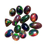 LKBEADS 6x4MM Opale Noire Éthiopienne, 1 Pièce Cabochon AAA, Opale Noire Éthiopienne, 1 Pièce Cabochon Mixte, Opale Naturelle Welo Multi-Feu, Opale En Pierres