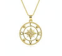 LKBEADS 925 sterling silver love compass pendant necklace gold plated round shape charm jewellery 25mm with 18 inch cable chain handmade jewellry |LK_SCA_0186
