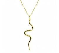 LKBEADS 925 sterling silver minimal snake pendant necklace gold plated snake shape charm jewellery 48x12mm with 18 inch cable chain handmade jewellry |LK_SCA_0202