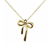 LKBEADS 925 sterling silver ribbon bow pendant necklace gold plated ribben shape charm jewellery 26x20mm with 18 inch cable chain handmade jewellry |LK_SCA_0189