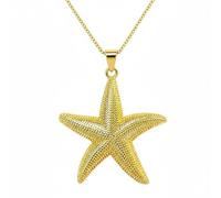 LKBEADS 925 sterling silver starfish pendant necklace gold plated star shape charm jewellery 33x30mm with 18 inch cable chain handmade jewellry |LK_SCA_0196
