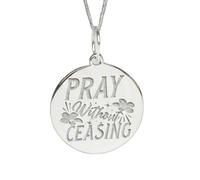 LKBEADS Argent massif 925 gravure « Priez sans cesse » | LK_NLC_02292 | plated round phoenix medallion 24mm symbol of rebirth strength hope pendant with 18 inch cable chain
