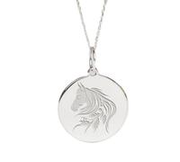 LKBEADS Argent sterling 925 | Collier cheval | Pendentif sablier | Avec chaîne de 45 cm. Taille : 24 mm | Charm délicat en forme de portrait floral et animal, plaqué argent, unisexe |LKRPS_00172