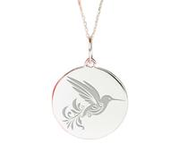 LKBEADS Argent sterling 925 | Collier colibri | Pendentif oiseau délicat | Avec chaîne de 45 cm. Taille : 24 mm | Breloque colibri gravée, plaquée argent, unisexe |LKRPS_00178