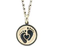 LKBEADS Argent sterling 925 | Collier de baptême | Cadeau de naissance | Avec chaîne de 45 cm. Taille : 24 mm | Pendentif empreinte de pied plaqué argent unisexe | LKRPS_00284